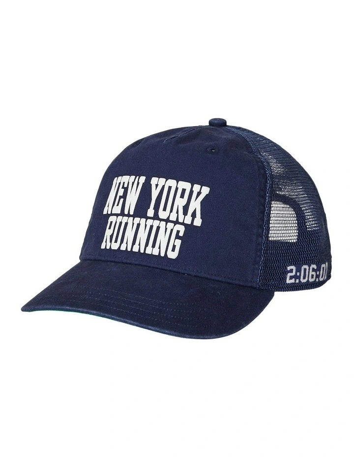 Cotton Twill Trucker Cap in Navy image 1