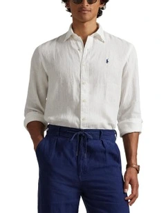 Custom Fit Linen Shirt in White