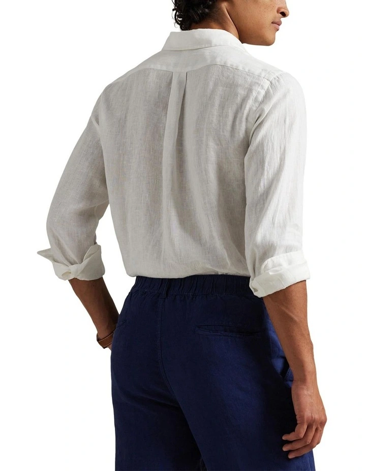 Custom Fit Linen Shirt in White image 2