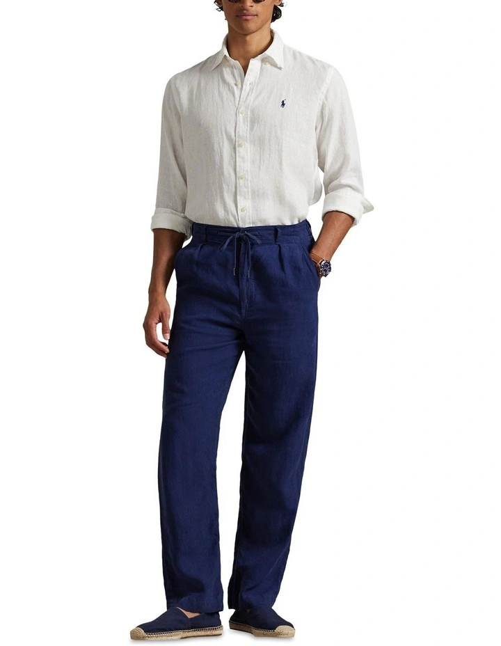 Custom Fit Linen Shirt in White image 3