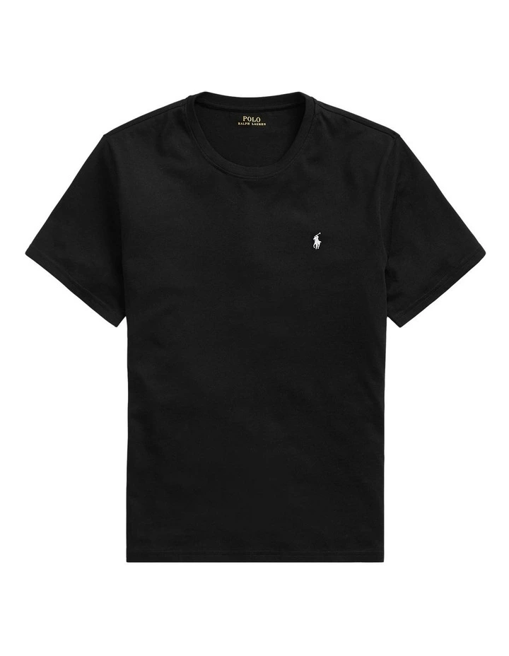 Cotton Crewneck Tee in Black image 3