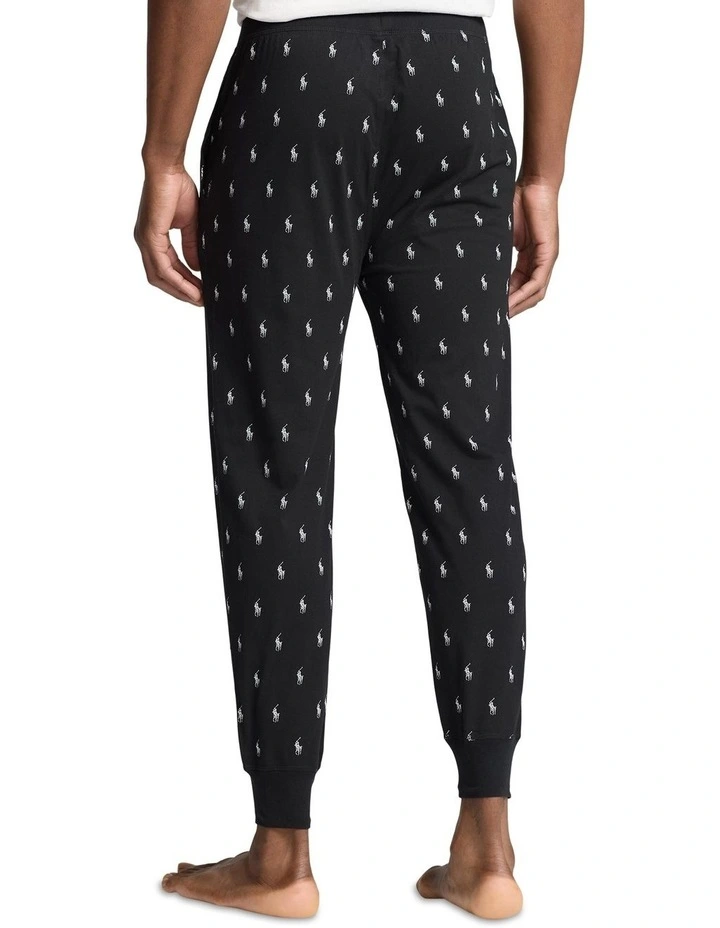 Allover Pony Cotton Jersey Sleep Jogger in Black image 2