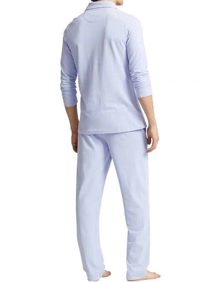 Cotton Mesh Pajama Set in Blue image 2