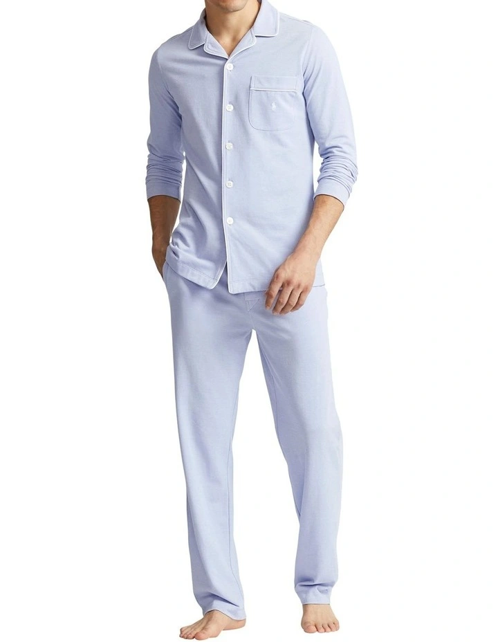 Cotton Mesh Pajama Set in Blue image 3