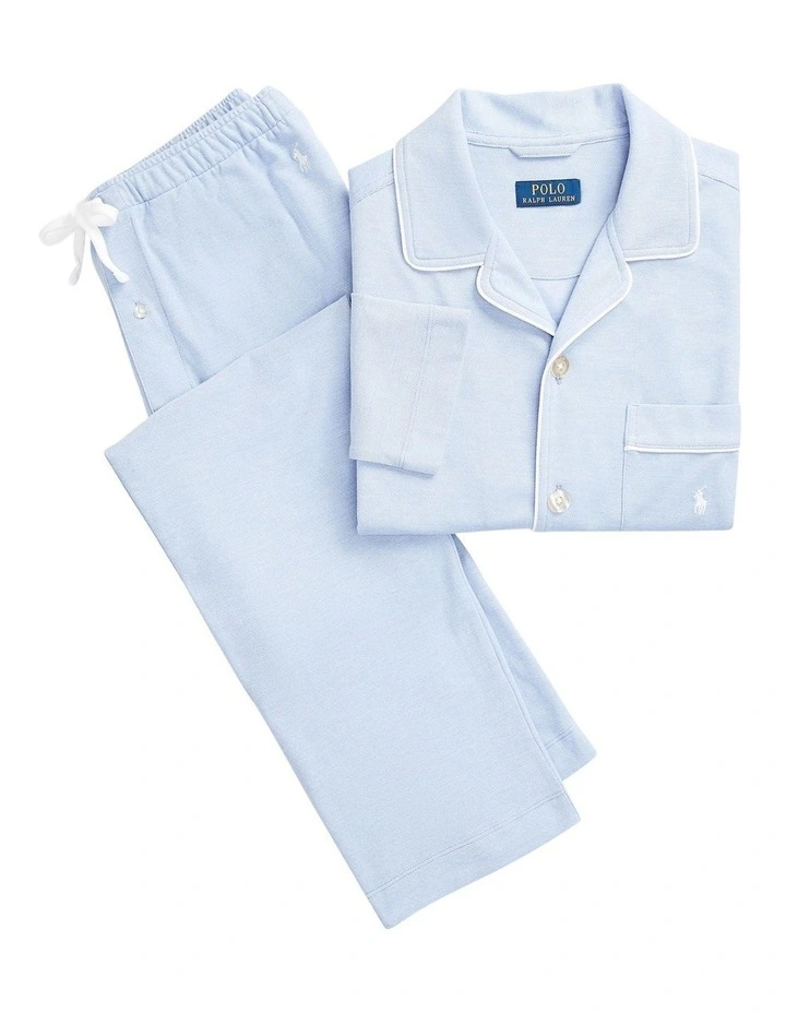 Cotton Mesh Pajama Set in Blue image 4