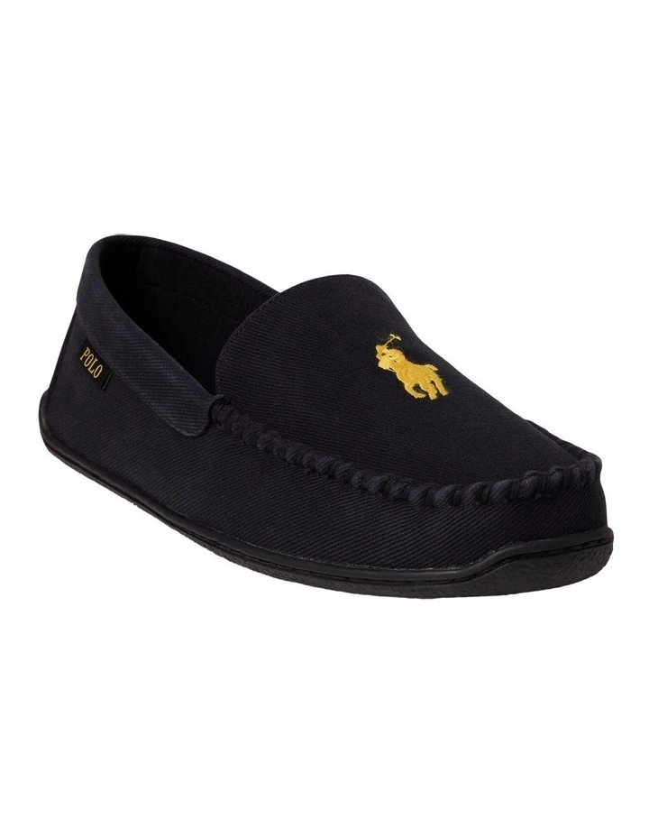 Brenan Washed Twill Loafers in Black image 2