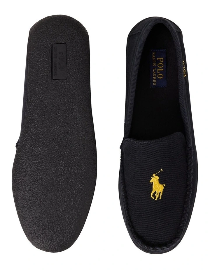 Brenan Washed Twill Loafers in Black image 4