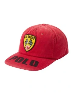 Logo Patch Twill Ball Cap in Red