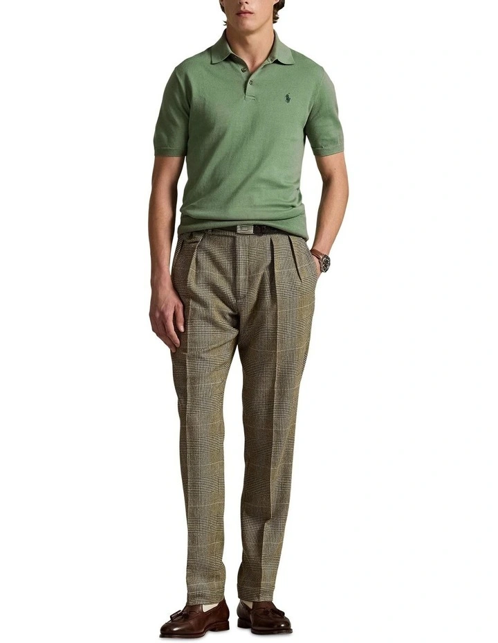 Cotton Polo Collar Sweater in Green image 3