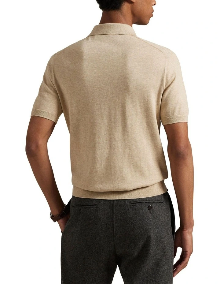 Cotton Polo-Collar Sweater in Cream image 2