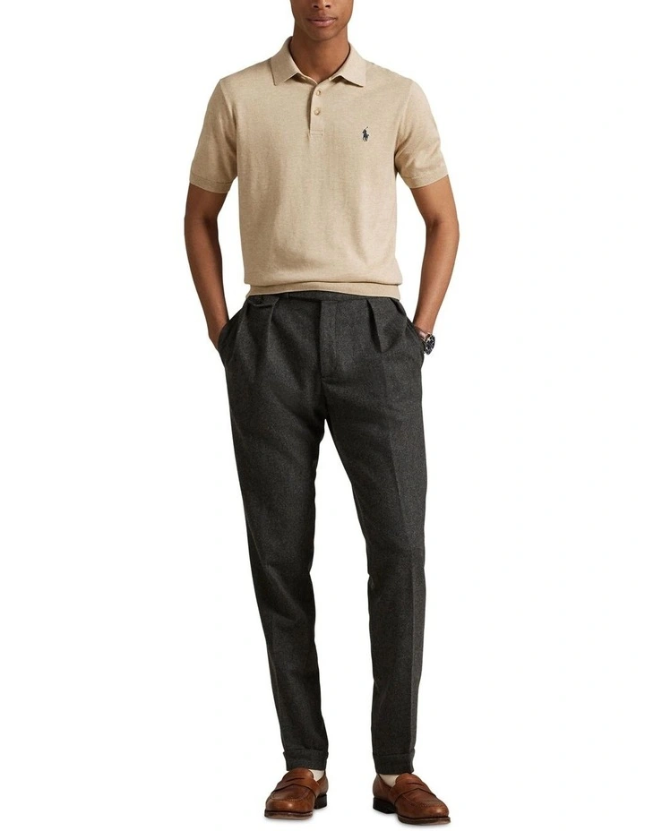 Cotton Polo-Collar Sweater in Cream image 3