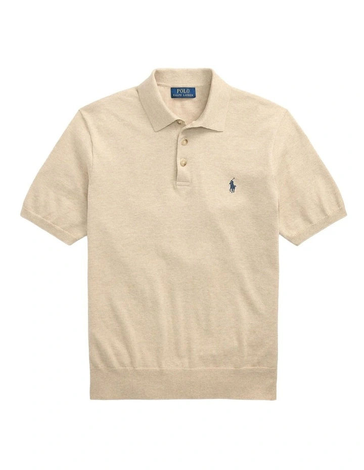 Cotton Polo-Collar Sweater in Cream image 4