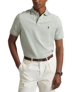 Custom Slim Fit Striped Mesh Polo Shirt in Multi