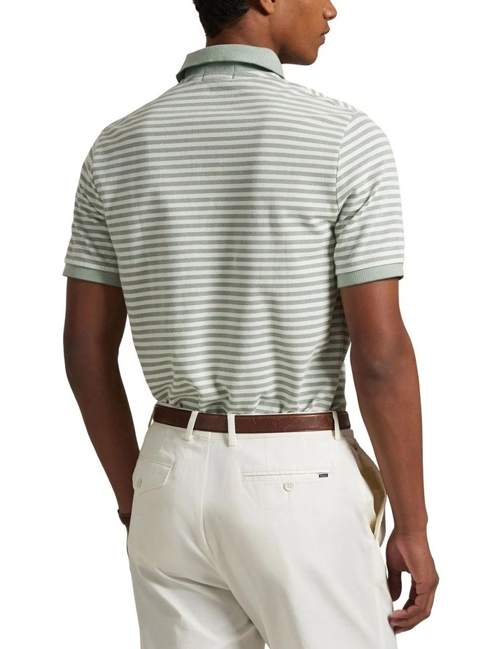 Custom Slim Fit Striped Mesh Polo Shirt in Multi image 2