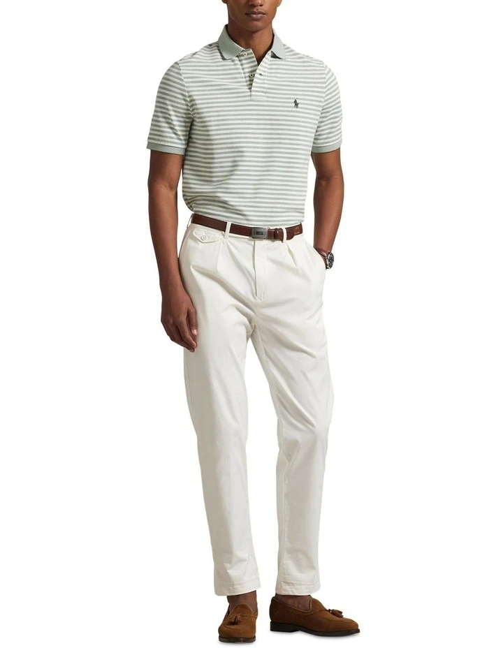 Custom Slim Fit Striped Mesh Polo Shirt in Multi image 3