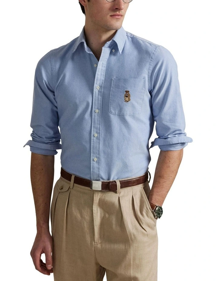Classic Fit Polo Bear Oxford Shirt in Blue image 1