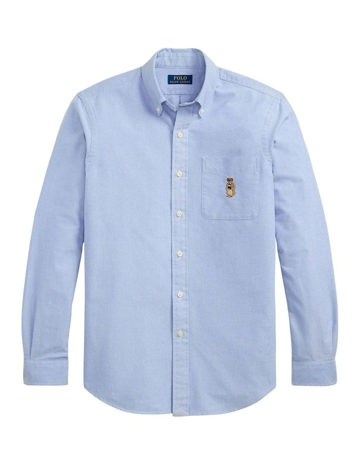 Classic Fit Polo Bear Oxford Shirt in Blue image 4