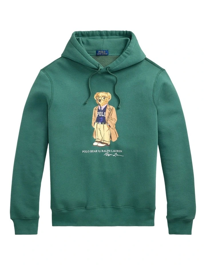 Polo Bear Fleece Hoodie in Green image 4