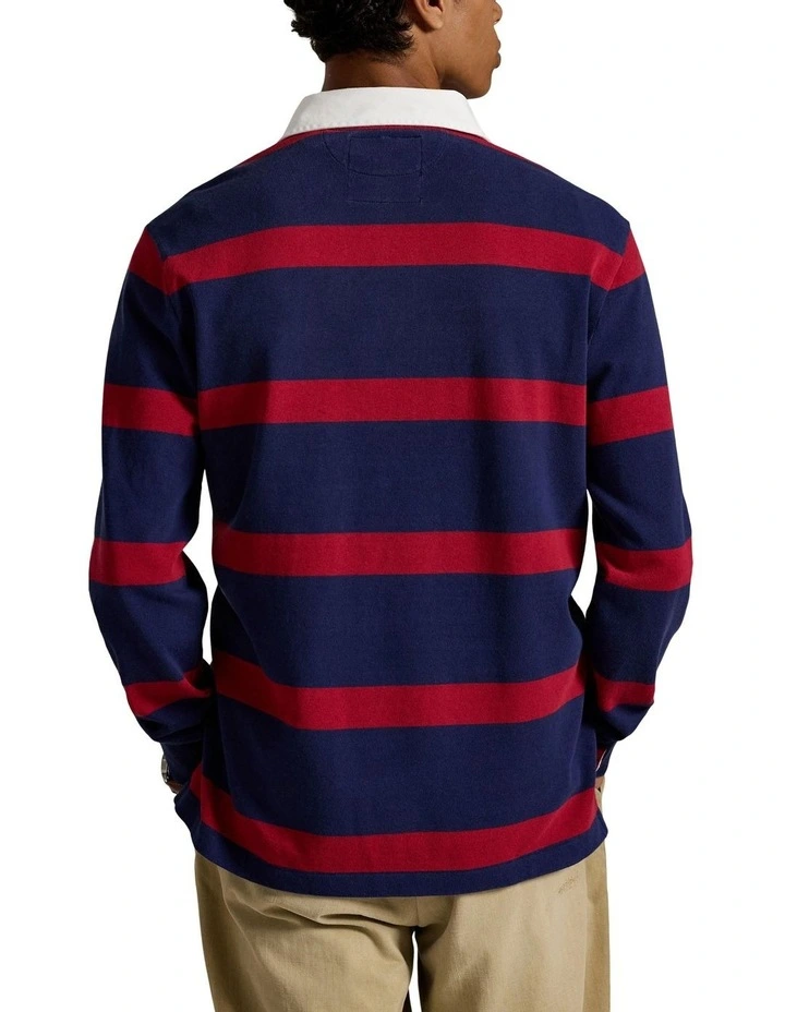 Classic Fit Embroidered Rugby Shirt in Red image 2