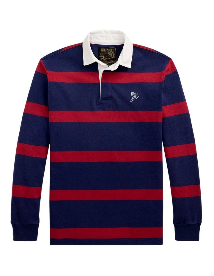 Classic Fit Embroidered Rugby Shirt in Red image 4