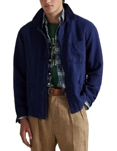 Linen Utility Jacket in Blue