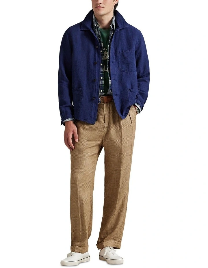 Linen Utility Jacket in Blue image 2