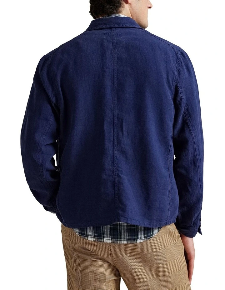 Linen Utility Jacket in Blue image 3