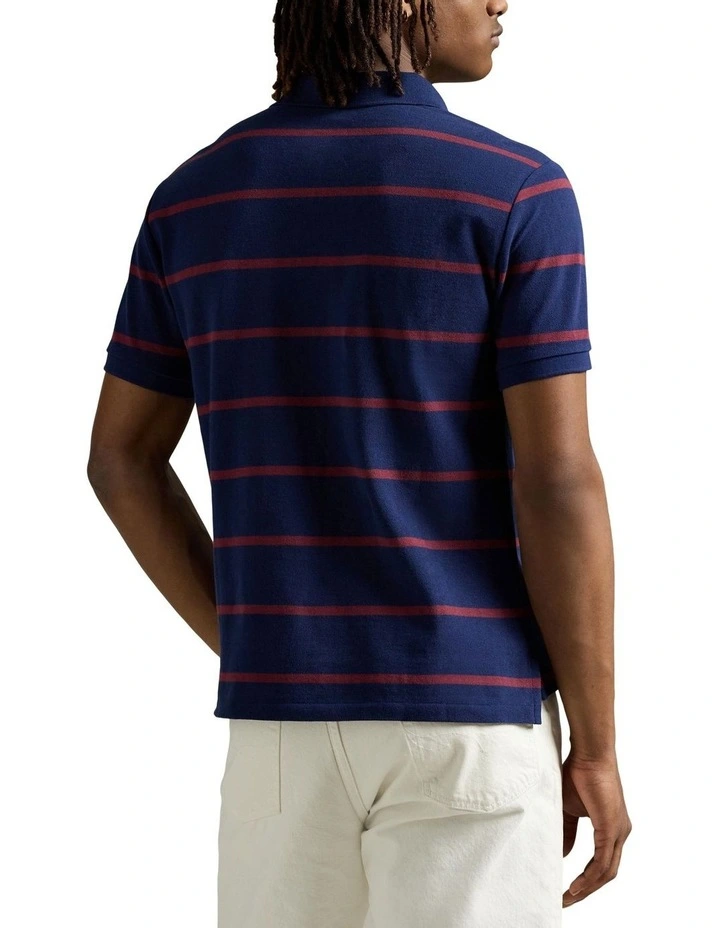 Custom Slim Fit Bear Mesh Polo Shirt in Blue image 2