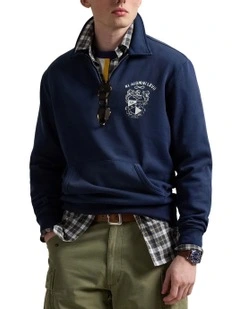 Fleece Graphic Quarter-Zip Sweatshirt in Blue