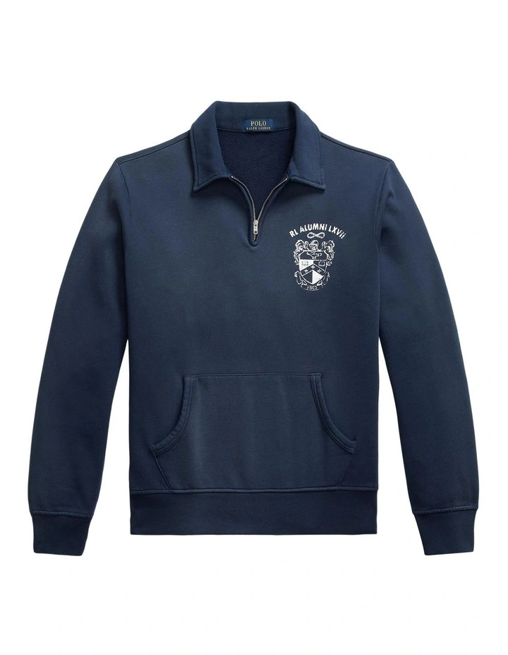 Fleece Graphic Quarter-Zip Sweatshirt in Blue image 4