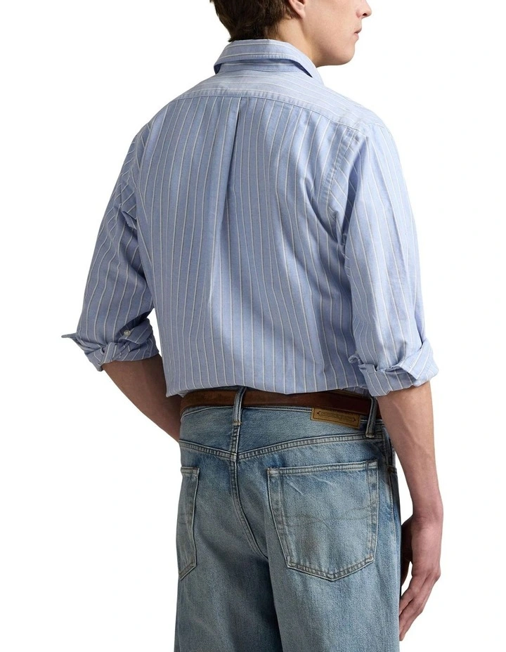 Classic Fit Striped Oxford Shirt in Blue image 2