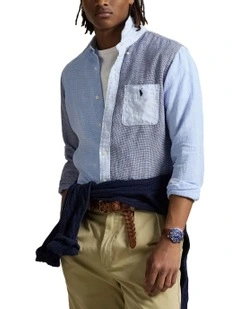 Classic Fit Linen Fun Shirt in Blue