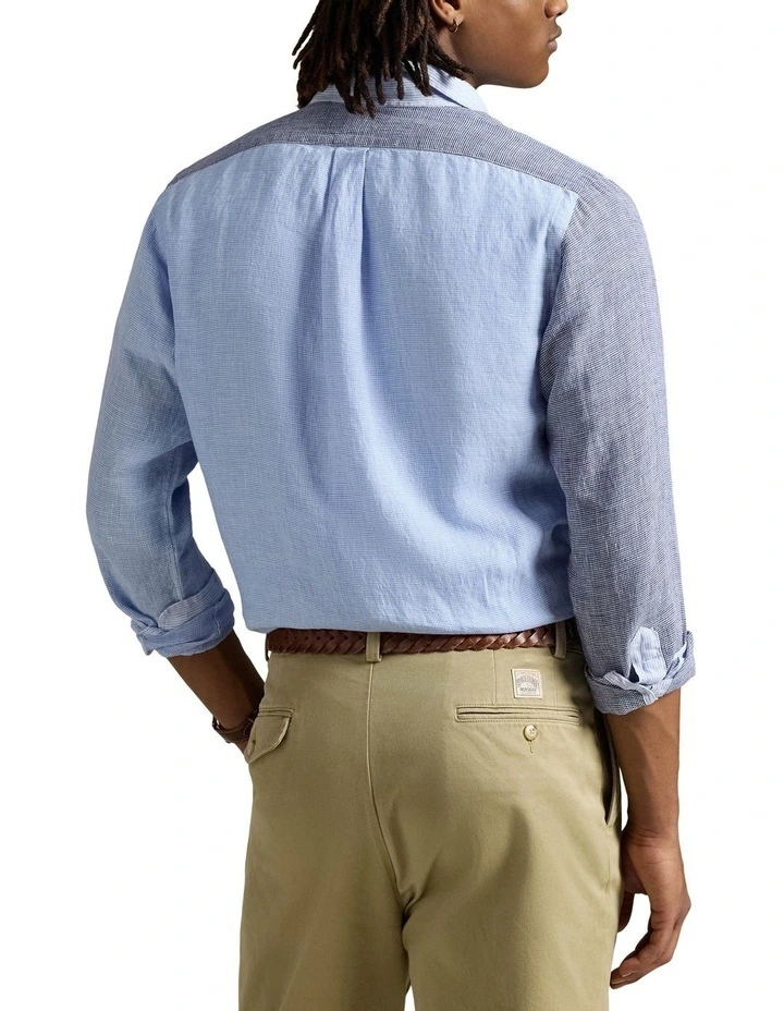 Classic Fit Linen Fun Shirt in Blue image 2