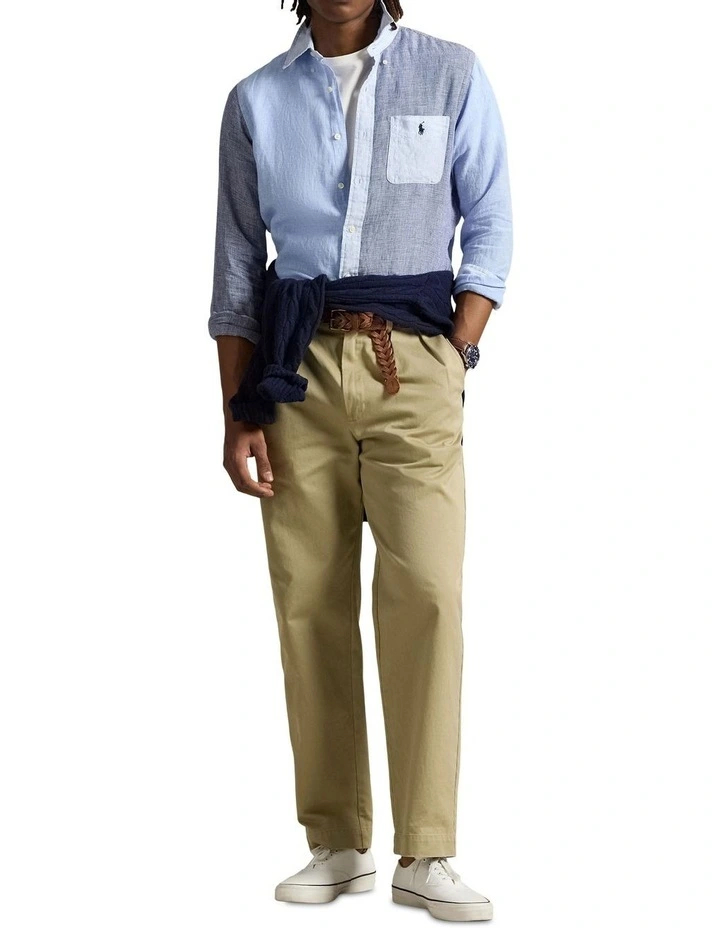 Classic Fit Linen Fun Shirt in Blue image 3