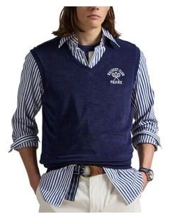 Embroidered Terry Vest in Blue