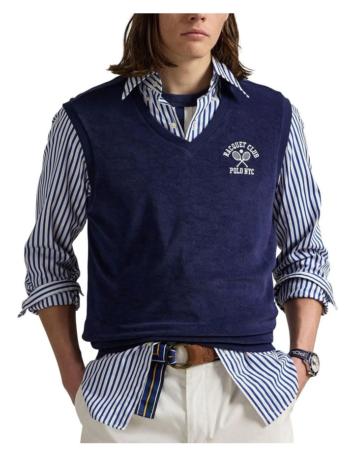 Embroidered Terry Vest in Blue image 1