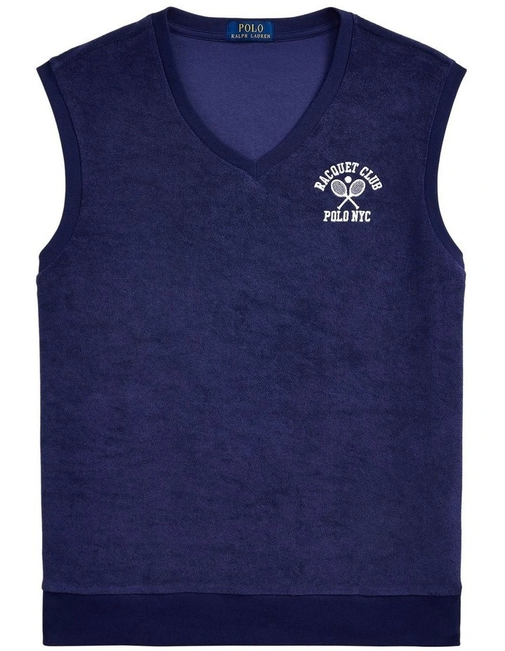 Embroidered Terry Vest in Blue image 4