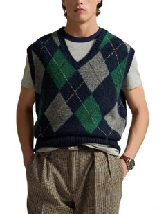 Big Fit Argyle Sweater Vest in Multi