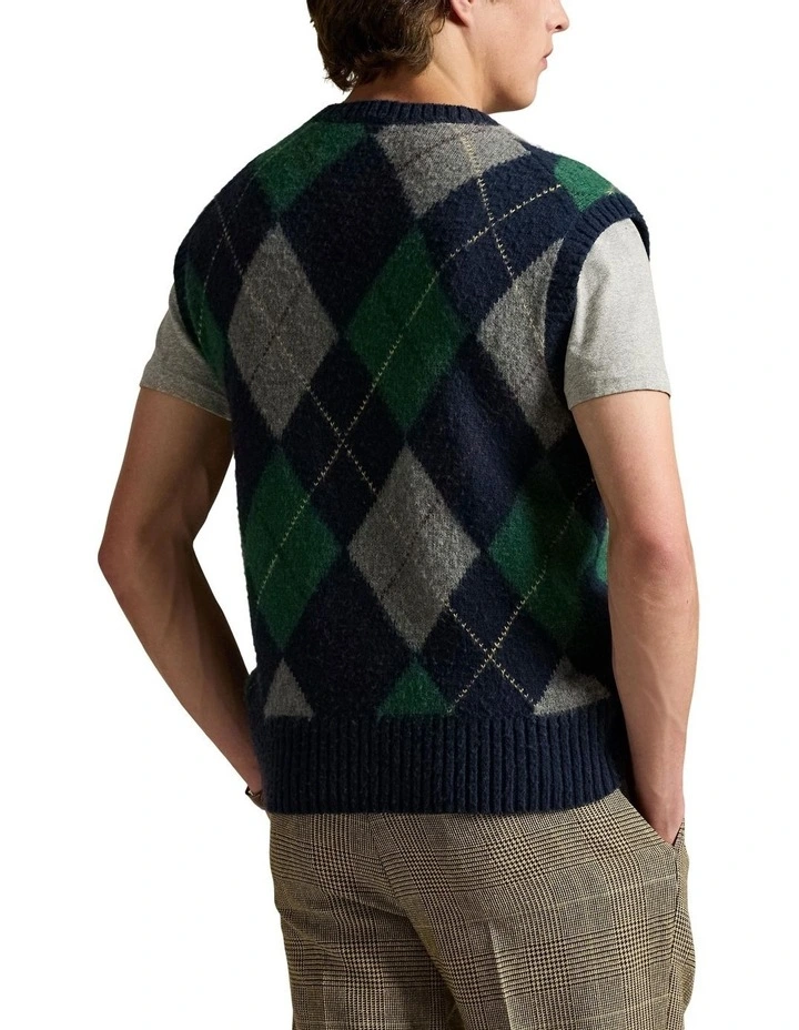 Big Fit Argyle Sweater Vest in Multi image 2