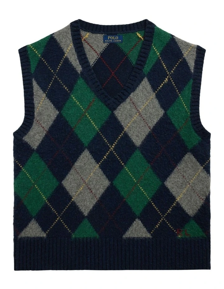 Big Fit Argyle Sweater Vest in Multi image 4