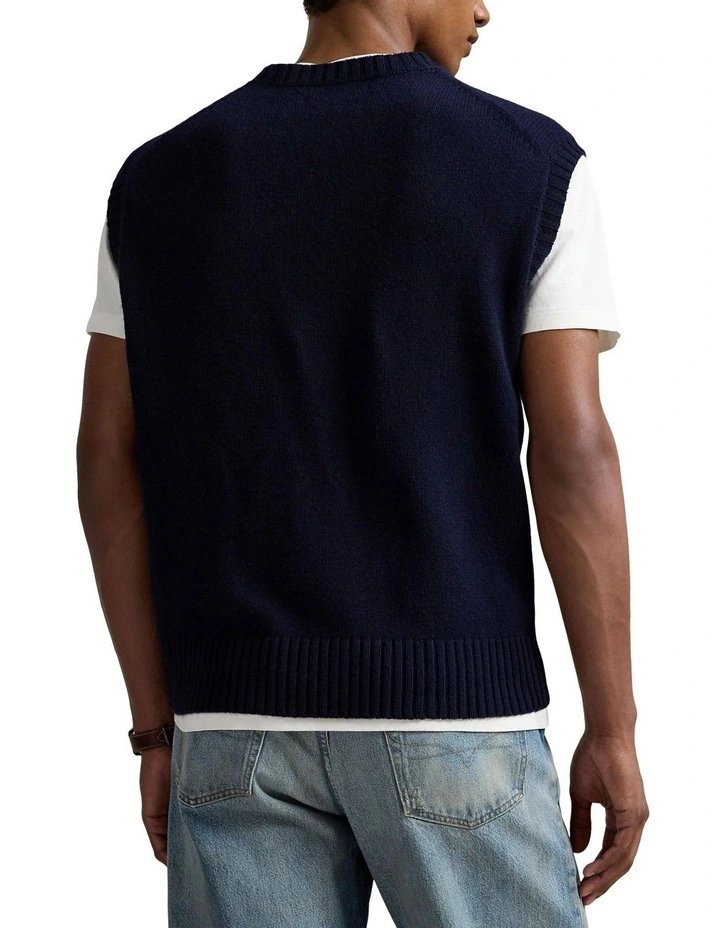 Big Fit Flag Sweater Vest in Blue image 2