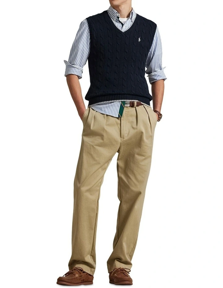 Cable-Knit Cotton Sweater Vest in Blackbl image 3