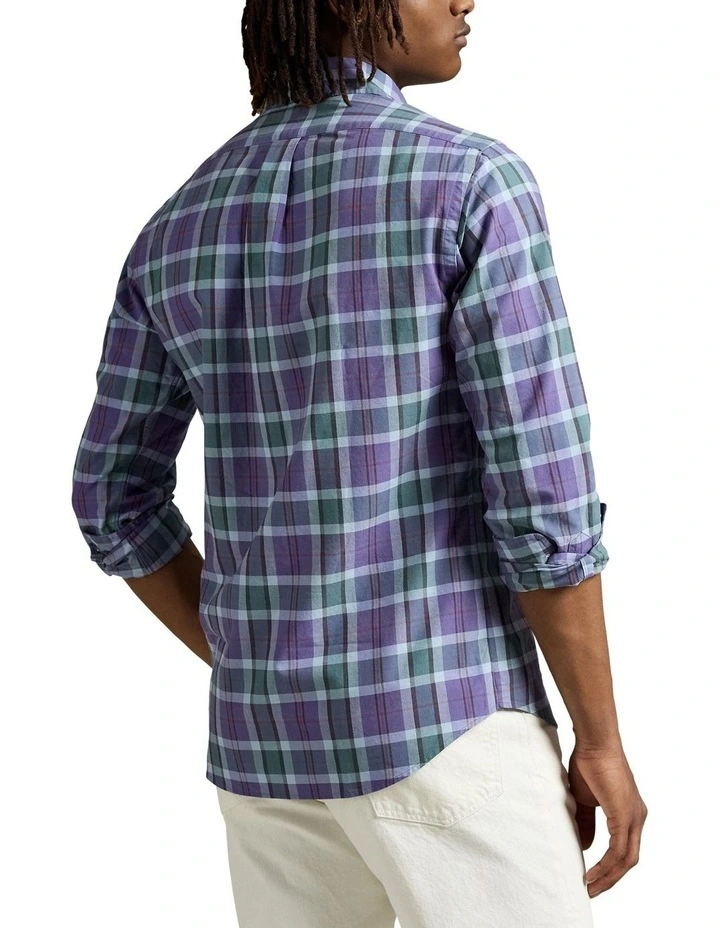 Classic Fit Plaid Oxford Shirt in Purple image 2