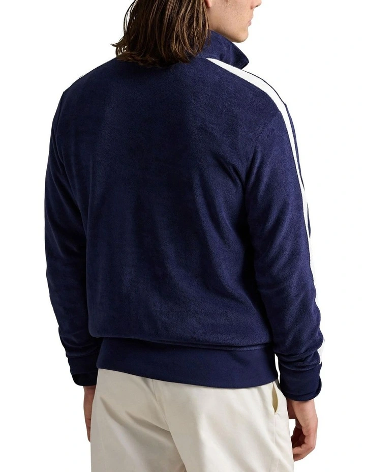 Embroidered Terry Track Jacket in Blue image 2