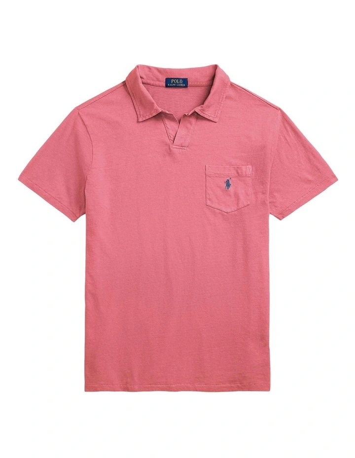 Standard Fit Cotton-Linen Polo Shirt in Red image 4