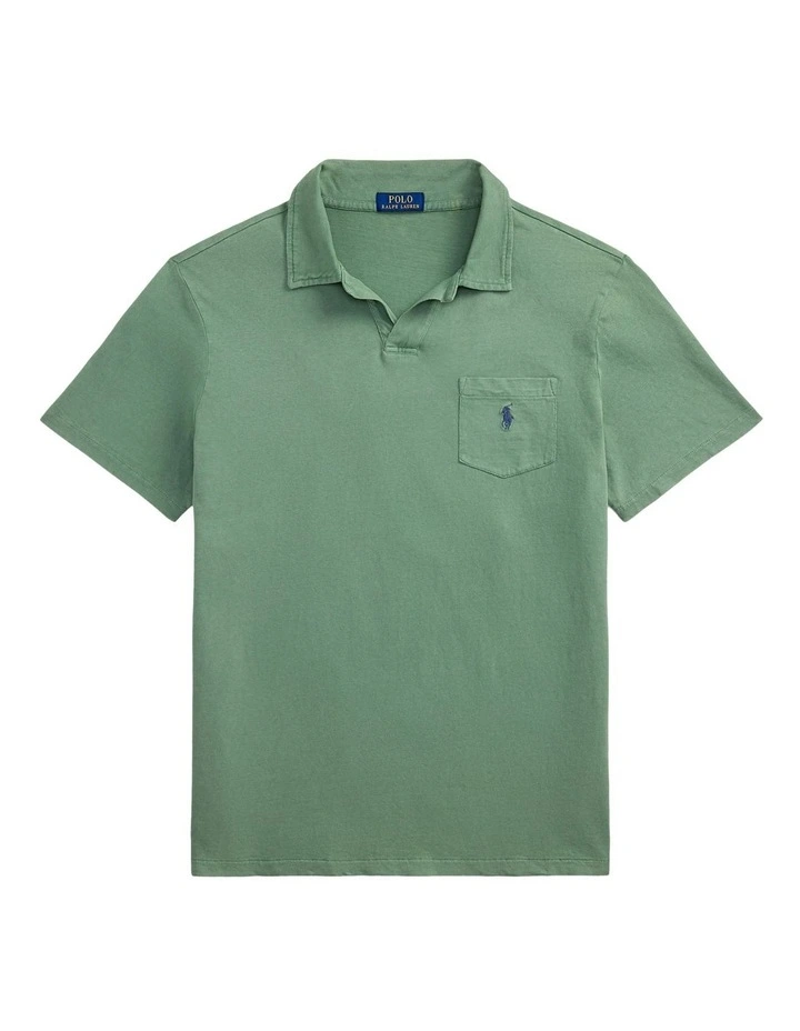 Standard Fit Cotton-Linen Polo Shirt in Green image 4