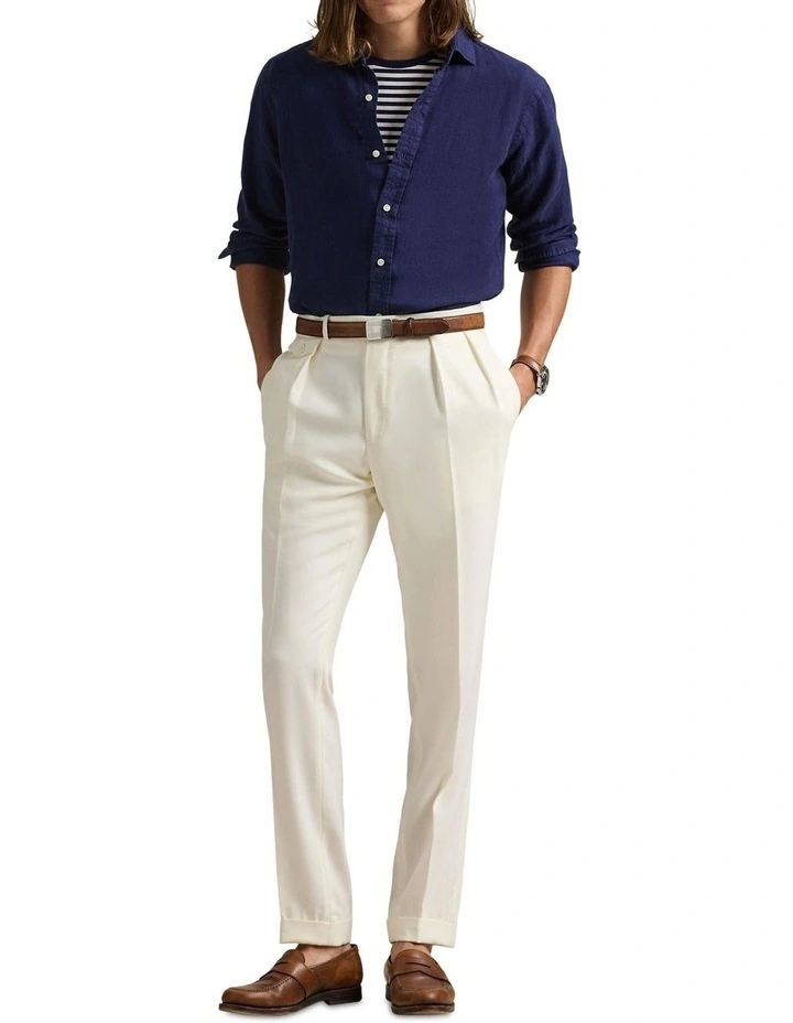 Classic Fit Linen Shirt in Blue image 3