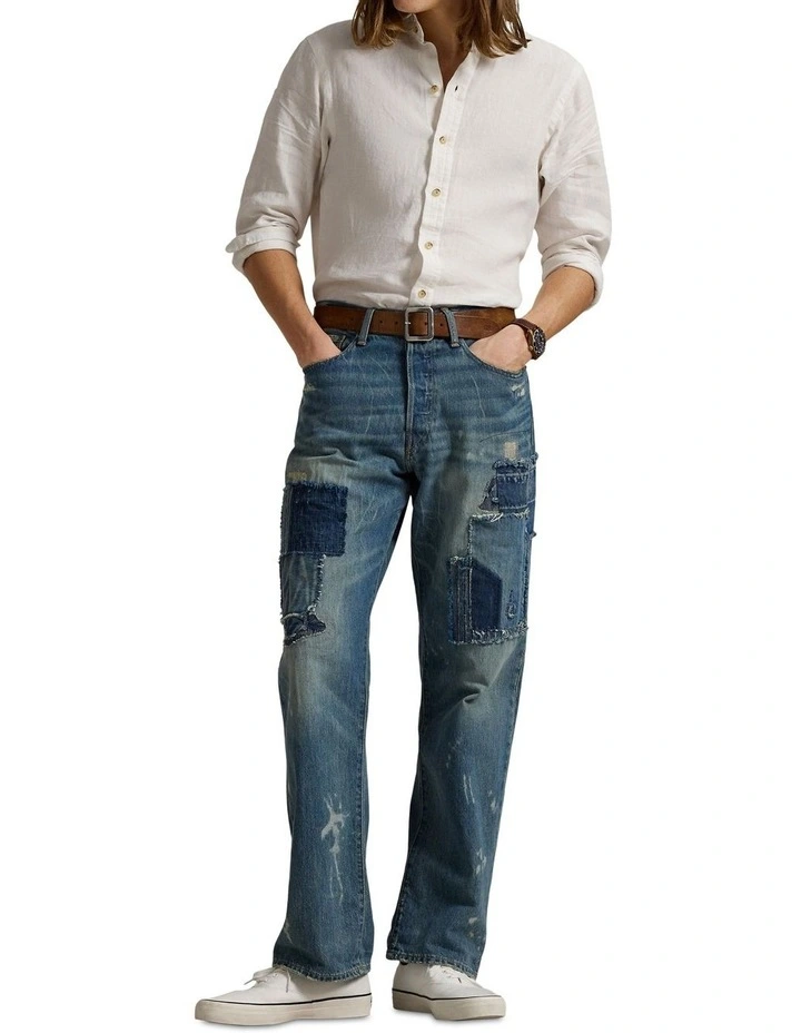 Classic Fit Linen Shirt in White image 3