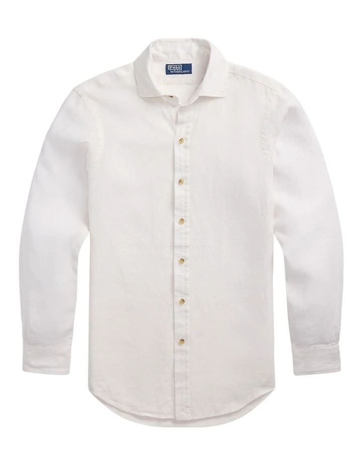 Classic Fit Linen Shirt in White image 4