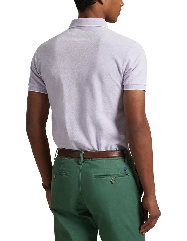 Custom Slim Fit Stretch Oxford Mesh Polo Shirt in Purple image 2